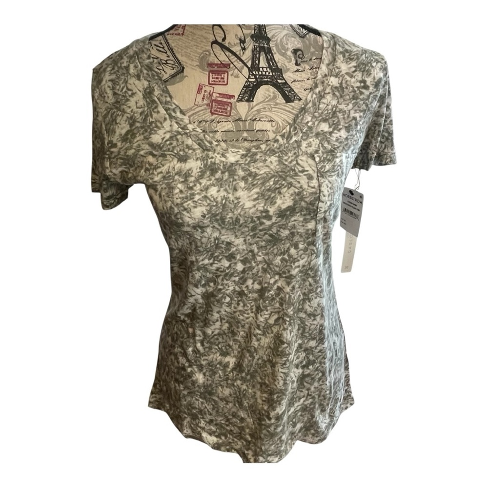 Caslon Olive and White foliage pattern Short Sleeve Tee